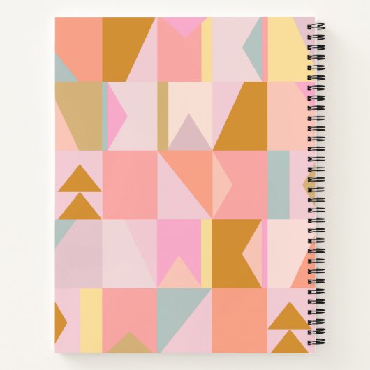 Gepersonaliseerde naam Pink Pastel Geometric Stijl Notitieboek (Achterkant)