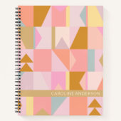 Gepersonaliseerde naam Pink Pastel Geometric Stijl Notitieboek (Voorkant)