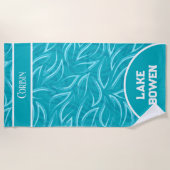 Gepersonaliseerde naam & plaats Lake/Beach handdoe Strandlaken (Voorkant)