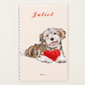 Gepersonaliseerde naam Planner Dog Heart Love (Voorkant)