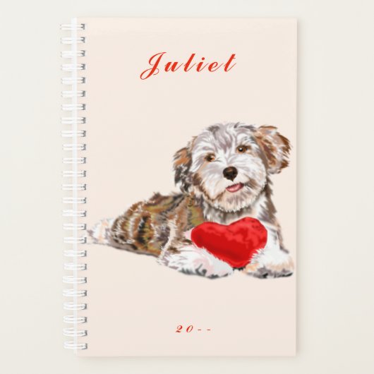 Gepersonaliseerde naam Planner Dog Heart Love (Voorkant)