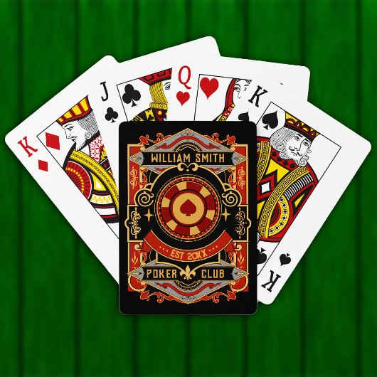 Gepersonaliseerde naam Poker Club Game Retro Pokerkaarten