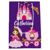 Gepersonaliseerde naam Prinses Kasteel Verjaardags Medium Cadeauzakje (Achterkant)