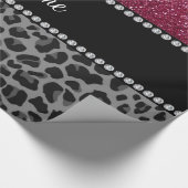 Gepersonaliseerde naam pruimen zwarte luipaard cadeaupapier (Hoek)