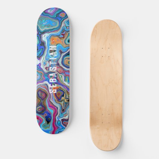 Gepersonaliseerde naam Psychedelic Abstract Skateb Persoonlijk Skateboard (Voorkant)