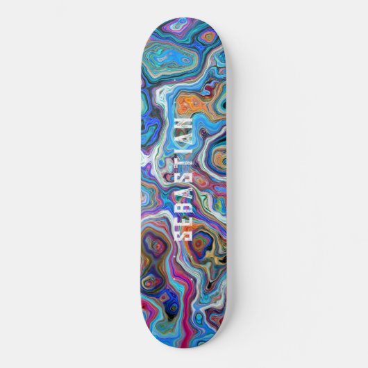 Gepersonaliseerde naam Psychedelic Abstract Skateb Persoonlijk Skateboard (Voorkant)