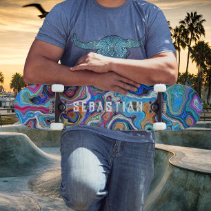 Gepersonaliseerde naam Psychedelic Abstract Skateb Persoonlijk Skateboard
