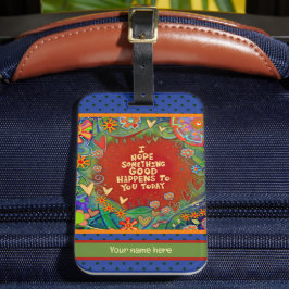 Gepersonaliseerde Naam Quote Floral Heart Aangepas Bagagelabel