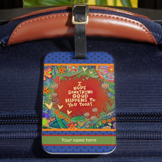 Gepersonaliseerde Naam Quote Floral Heart Aangepas Bagagelabel (Voorkant Insitu 2)