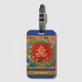 Gepersonaliseerde Naam Quote Floral Heart Aangepas Bagagelabel (Voorkant (verticaal))