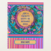 Gepersonaliseerde naam Quote roze bloemige streep Planner (Voorkant)