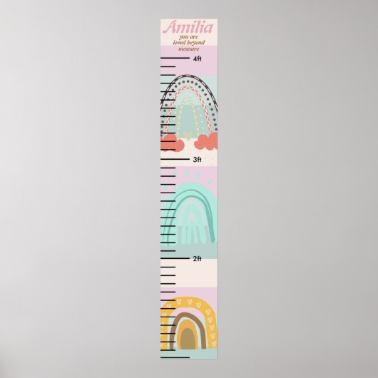 Gepersonaliseerde naam Rainbow kind Groei Poster (Voorkant)