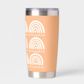 Gepersonaliseerde naam Rainbow Pattern Peach Geïsoleerde Drinkbeker (Achterkant)