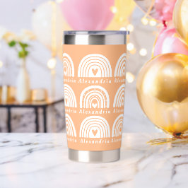 Gepersonaliseerde naam Rainbow Pattern Peach Geïsoleerde Drinkbeker