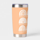 Gepersonaliseerde naam Rainbow Pattern Peach Geïsoleerde Drinkbeker (Voorkant)