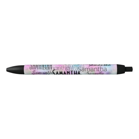Gepersonaliseerde naam Rainbow Tie dye Zwarte Inkt Pen (Voorkant)