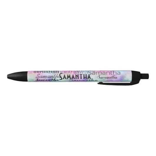 Gepersonaliseerde naam Rainbow Tie dye Zwarte Inkt Pen (Bodem)