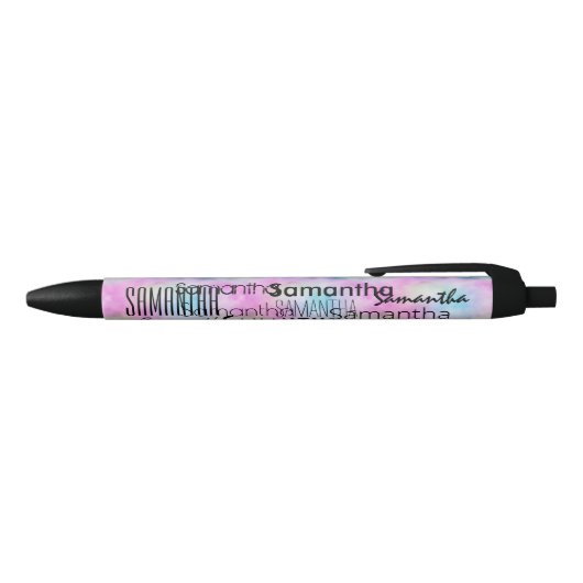 Gepersonaliseerde naam Rainbow Tie dye Zwarte Inkt Pen (Bovenkant)