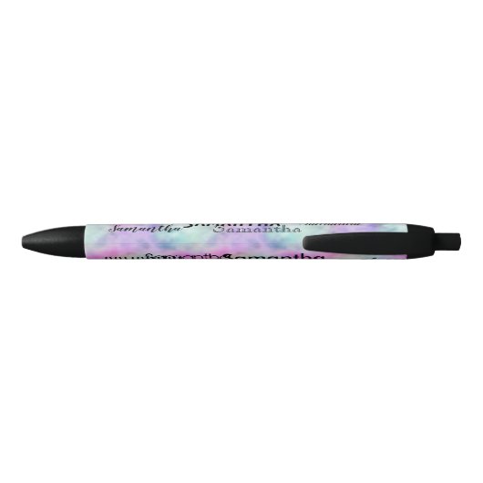 Gepersonaliseerde naam Rainbow Tie dye Zwarte Inkt Pen (Achterkant)