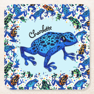 Gepersonaliseerde naam Rainforest Frogs Paper Onde Kartonnen Onderzetters