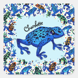 Gepersonaliseerde naam Rainforest Frogs Sticker