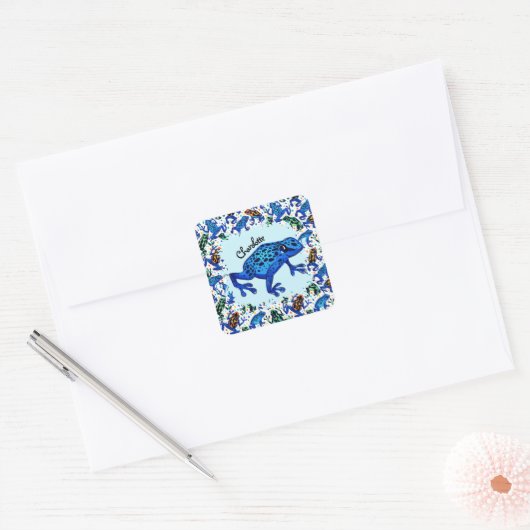 Gepersonaliseerde naam Rainforest Frogs Sticker (Envelop)