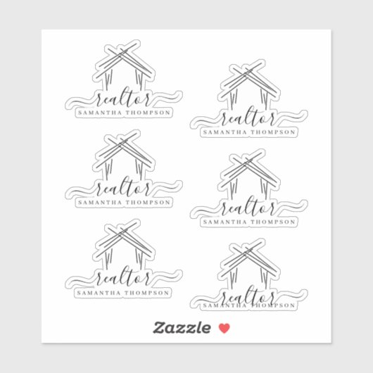 Gepersonaliseerde naam Realtor Sticker (Vel)