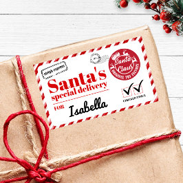 Gepersonaliseerde naam Red Bold Santas Speciale le Rechthoekige Sticker