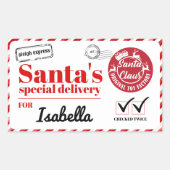 Gepersonaliseerde naam Red Bold Santas Speciale le Rechthoekige Sticker (Voorkant)