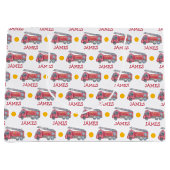 Gepersonaliseerde naam Red Fire truck Party Groot Cadeauzakje (Voorkant)