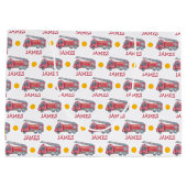 Gepersonaliseerde naam Red Fire truck Party Groot Cadeauzakje (Achterkant)
