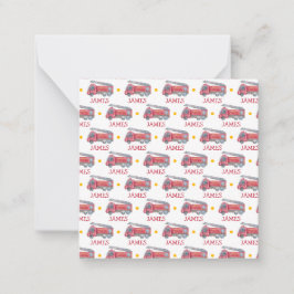 Gepersonaliseerde naam Red Fire truck Party Notitiekaartje