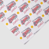 Gepersonaliseerde naam Red Fire truck Party Tissuepapier (Detail)