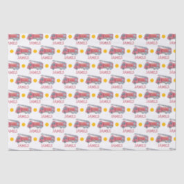 Gepersonaliseerde naam Red Fire truck Party Tissuepapier
