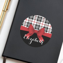 Gepersonaliseerde naam Red Ribbon en Tartan Plaid