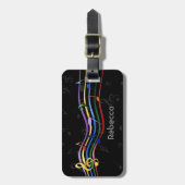 Gepersonaliseerde naam Regenbooggekleurde Muziekno Bagagelabel (Voorkant verticaal)