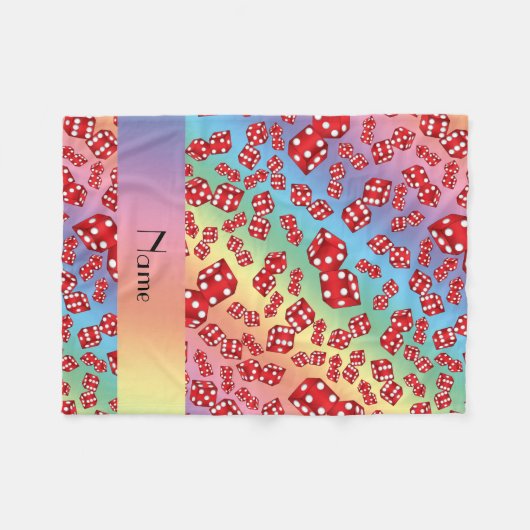 Gepersonaliseerde naam regenboogkleurig patroon fleece deken (Voorkant (Horizontaal))