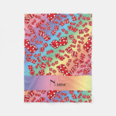 Gepersonaliseerde naam regenboogkleurig patroon fleece deken (Voorkant)