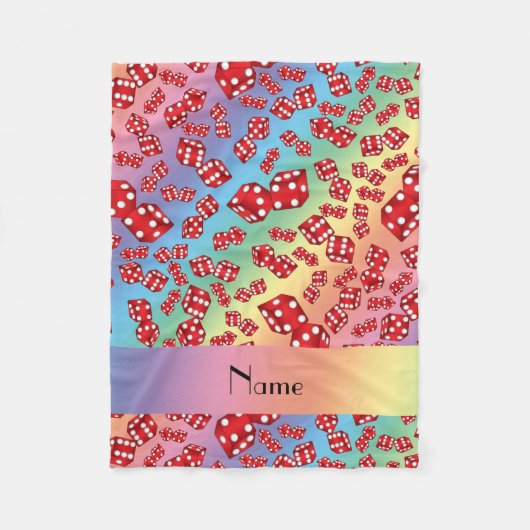 Gepersonaliseerde naam regenboogkleurig patroon fleece deken (Voorkant)