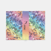 Gepersonaliseerde naam regenbooglacrossepatroon fleece deken (Voorkant (Horizontaal))