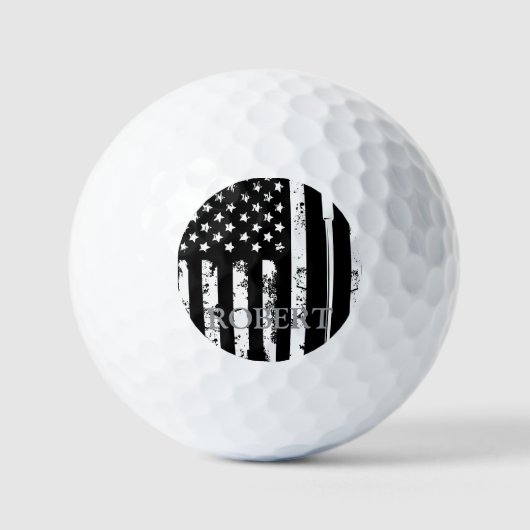 Gepersonaliseerde Naam Retro Amerikaanse Vlag Golf Golfballen (Voorkant)