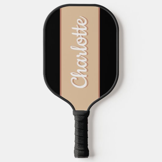 Gepersonaliseerde naam Retro Beige Zwart Pickleball Paddle (Voorkant)