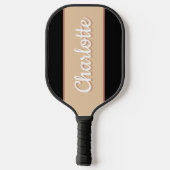 Gepersonaliseerde naam Retro Beige Zwart Pickleball Paddle (Achterkant)