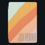 Gepersonaliseerde naam Retro Bright Pastel Summer iPad Pro Cover<br><div class="desc">Deze gepersonaliseerde iPad-hoes heeft een modern diagonaal kleurenblok-ontwerp in zachte pasteltinten van munt, perzik en koraal. Een gedurfde verticale naamaanpassing voegt een stijlvolle persoonlijke touch toe, waardoor het ideaal is voor studenten, creatieven of iedereen die zijn technologie op een leuke, opvallende manier wil dragen. Ontworpen voor dagelijkse functionaliteit en esthetische...</div>