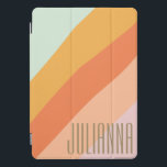 Gepersonaliseerde naam Retro Bright Pastel Summer iPad Pro Cover<br><div class="desc">Deze gepersonaliseerde iPad-hoes heeft een modern diagonaal kleurenblok-ontwerp in zachte pasteltinten van munt, perzik en koraal. Een gedurfde verticale naamaanpassing voegt een stijlvolle persoonlijke touch toe, waardoor het ideaal is voor studenten, creatieven of iedereen die zijn technologie op een leuke, opvallende manier wil dragen. Ontworpen voor dagelijkse functionaliteit en esthetische...</div>