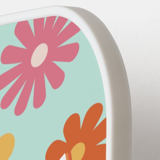 Gepersonaliseerde naam Retro Flower Power Pickleball Paddle (Links Detail)