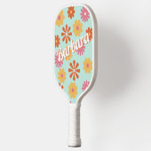Gepersonaliseerde naam Retro Flower Power Pickleball Paddle (Links)