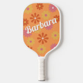 Gepersonaliseerde naam Retro Flower Power Pickleball Paddle (Voorkant)
