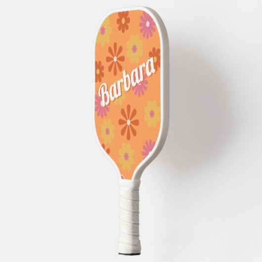 Gepersonaliseerde naam Retro Flower Power Pickleball Paddle (Links)