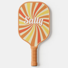 Gepersonaliseerde naam Retro gebogen regenboog Pickleball Paddle